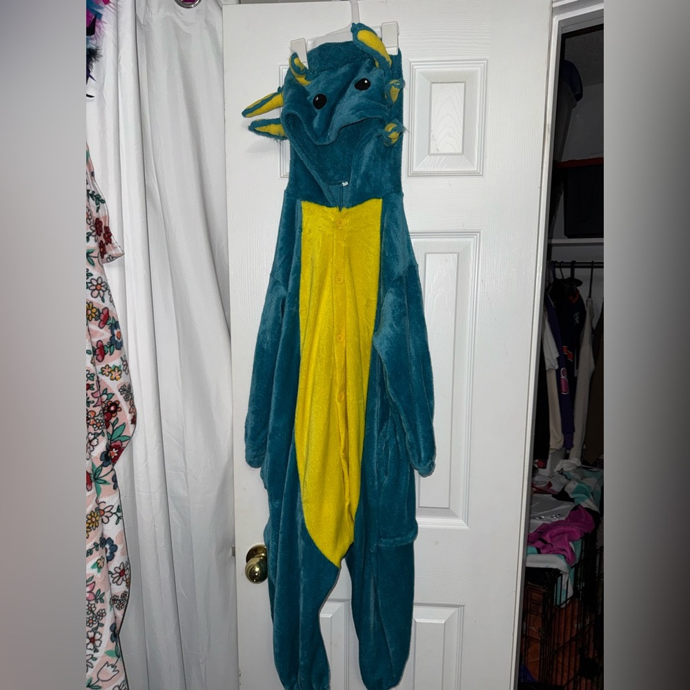 Kids Axolotl Sleeper - Teal and Yellow